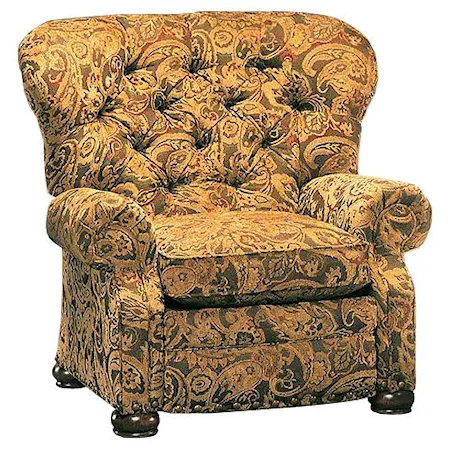 Casual, Tufted-Back Recliner with Turned Bun Feet